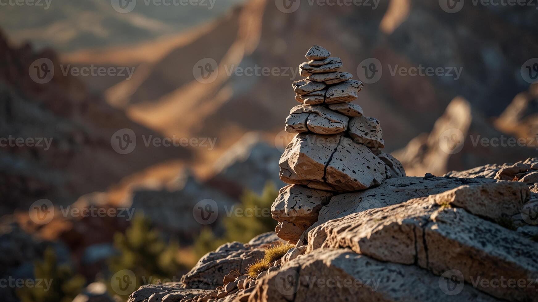 Jagged rock formations in a rugged landscape close-up. photo