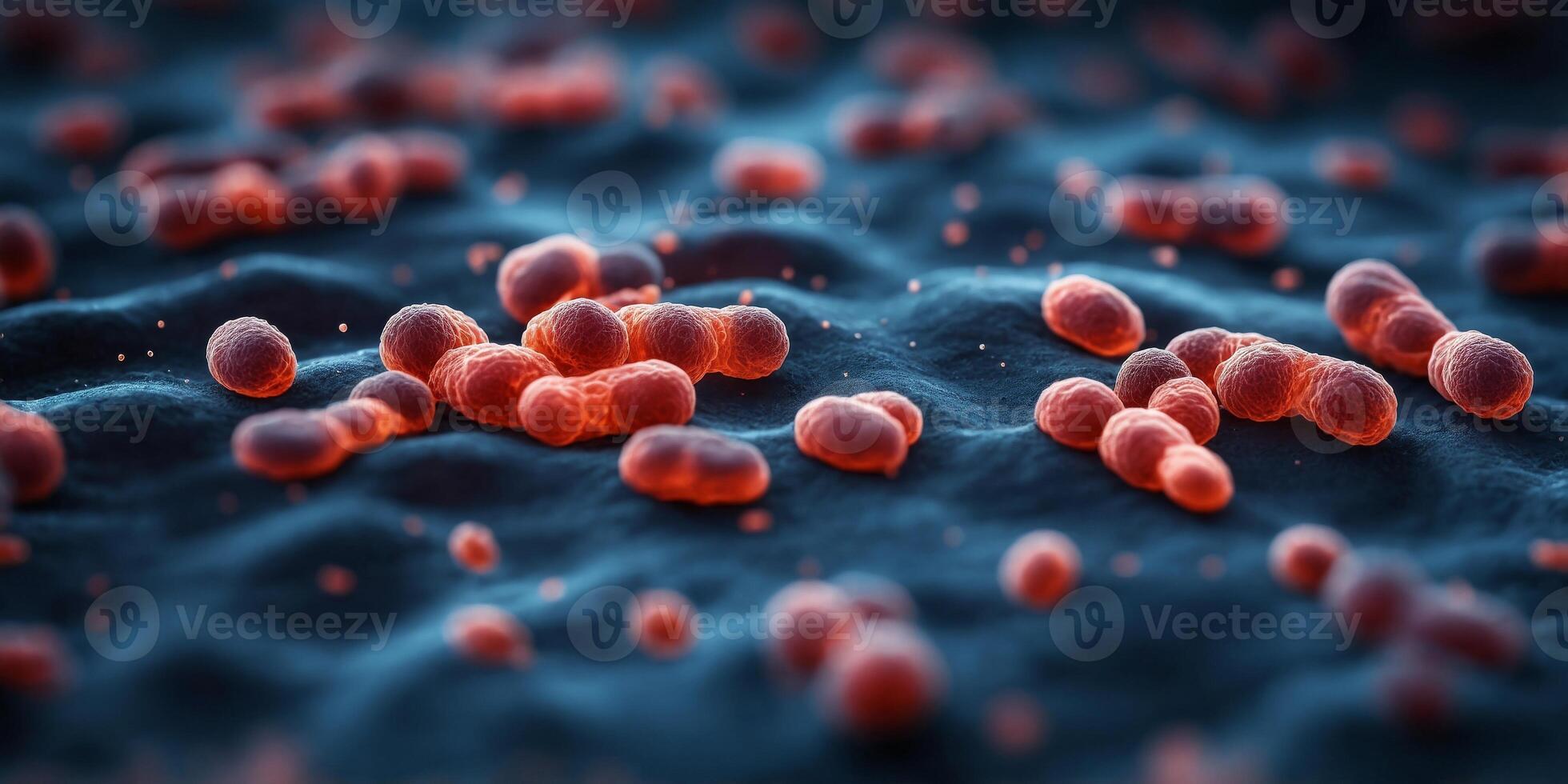 Electron micrograph image of Escherichia Coli bacteria. photo