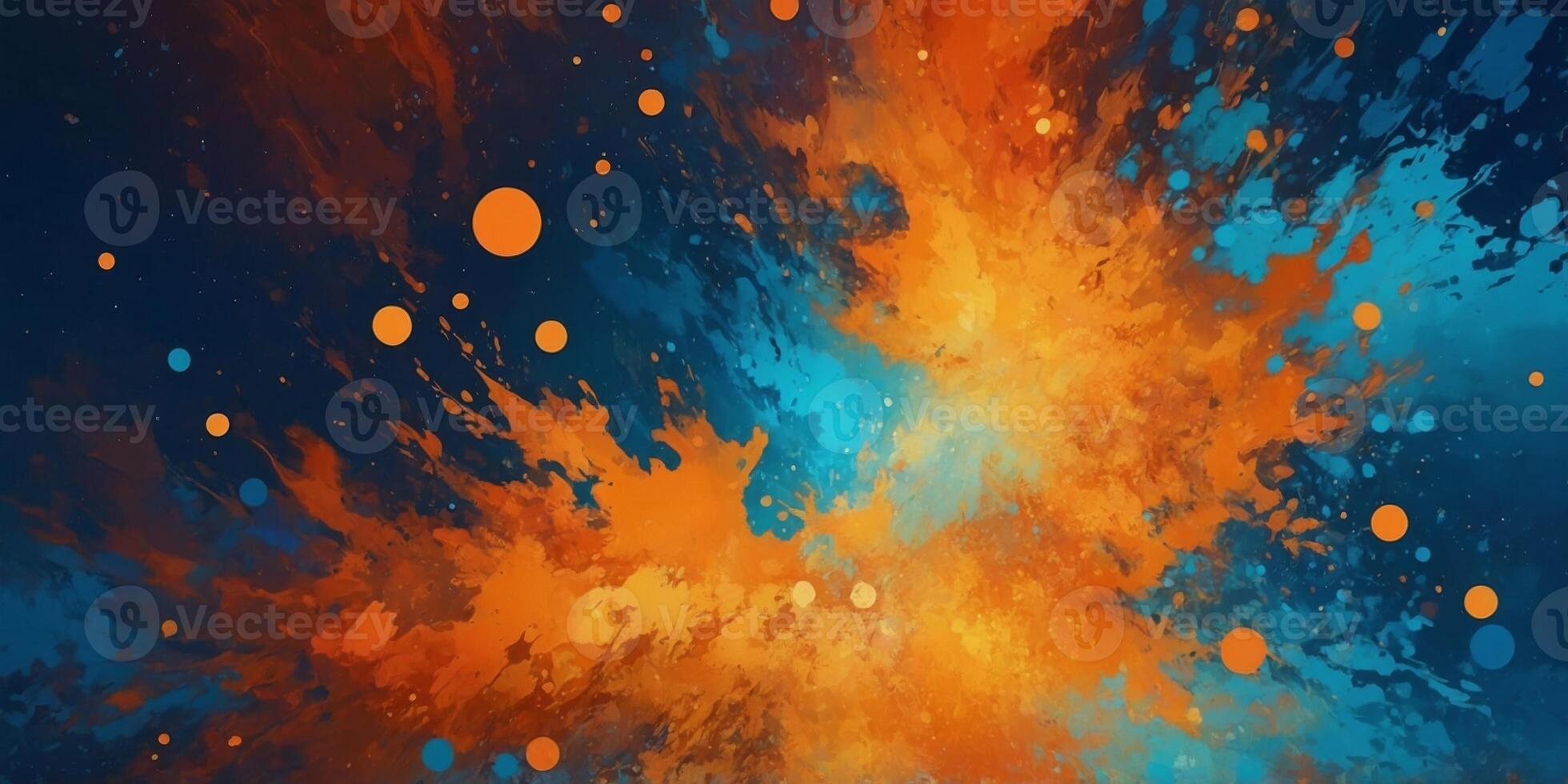 Abstract gradient of orange and blue tones with a cosmic feel. photo
