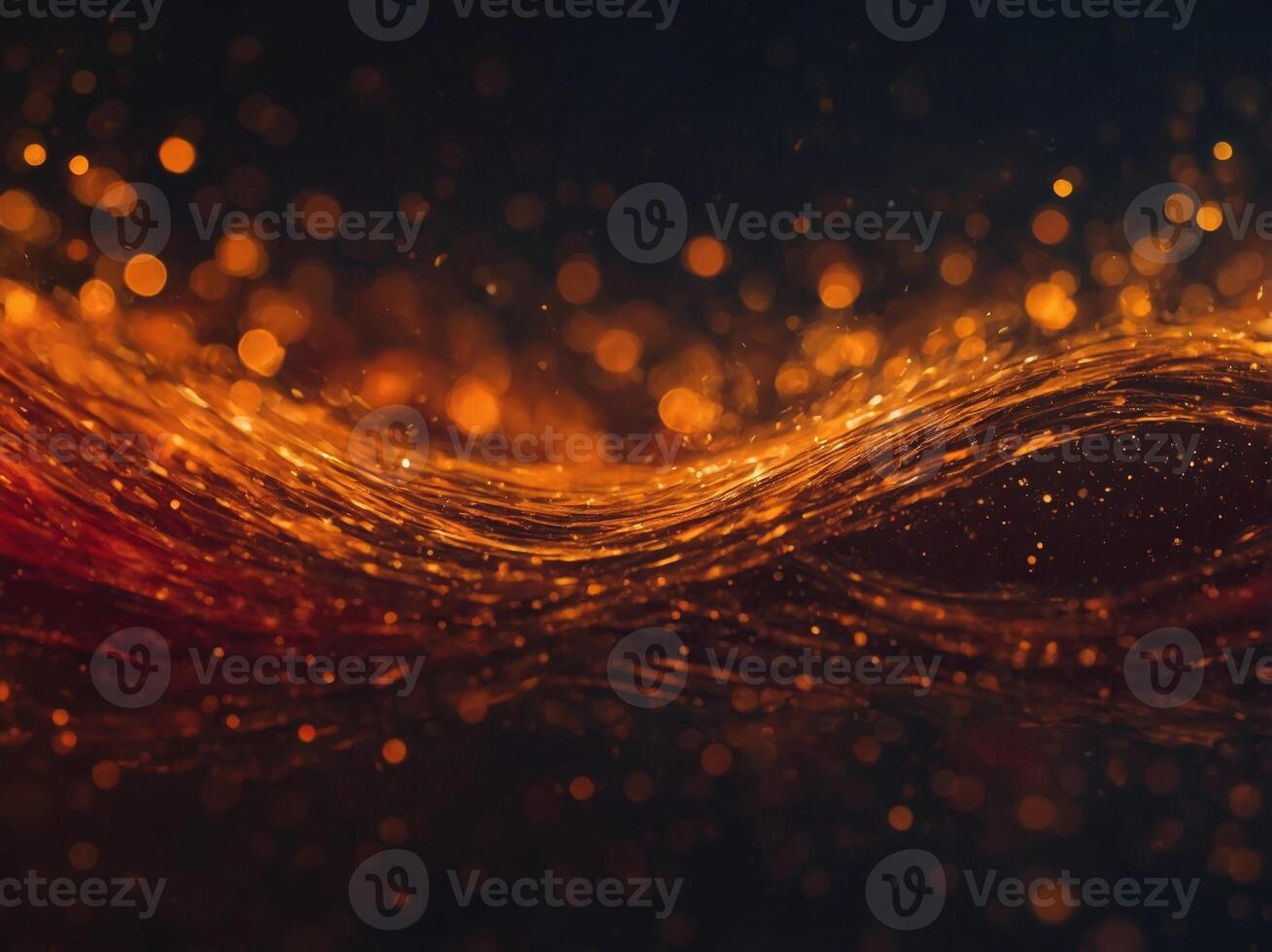 Abstract wave of orange and red hues with a starry background. photo