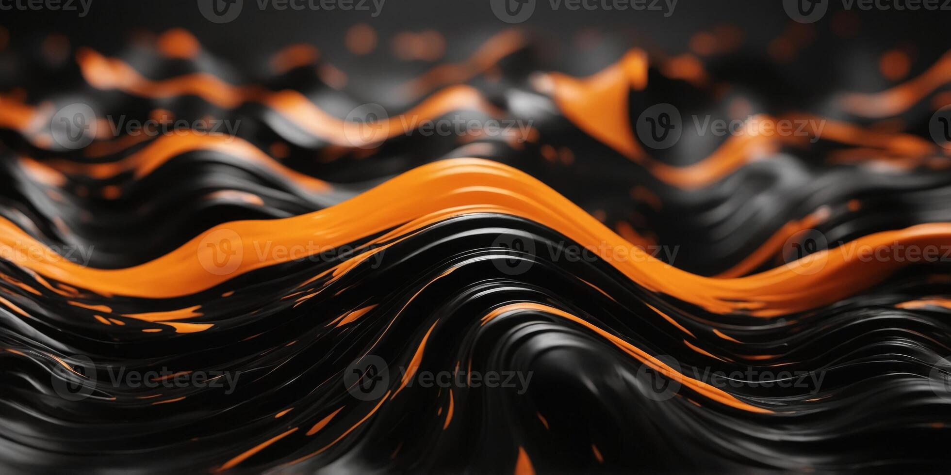 abstract wavy background in black and orange colors. photo