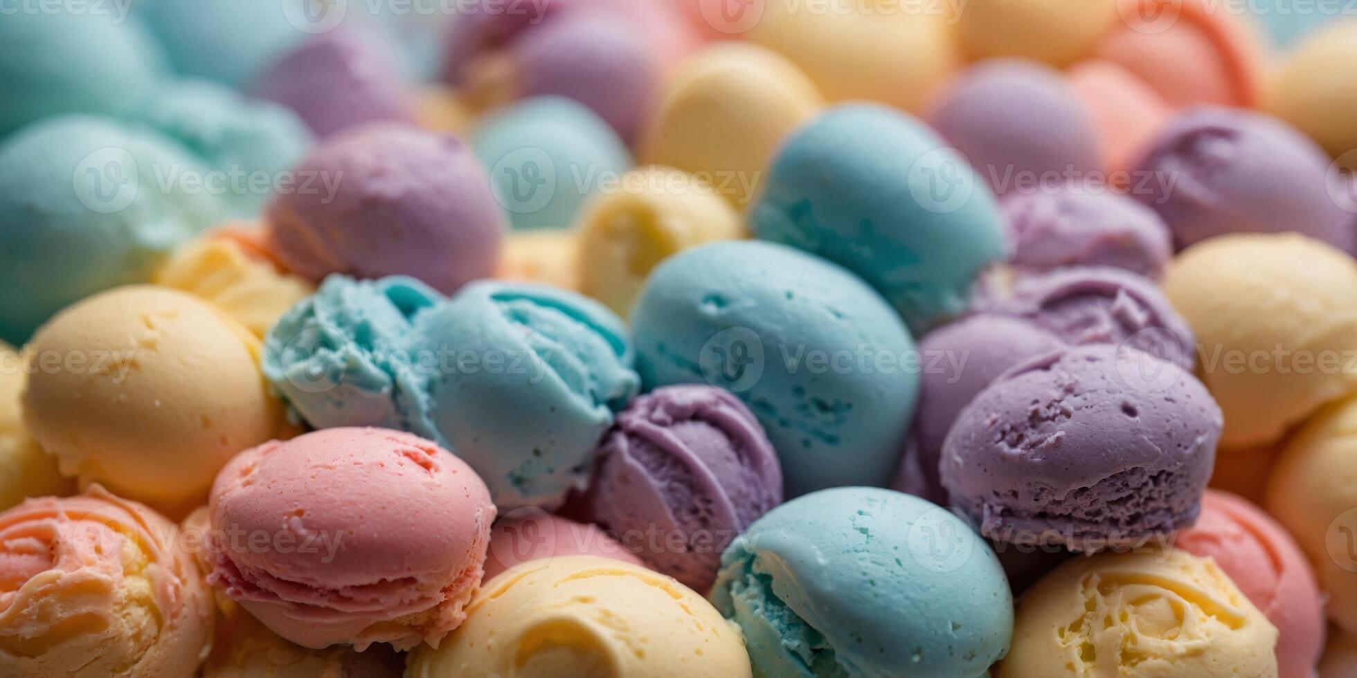Close up of pastel colored ice cream or cake frosting. photo
