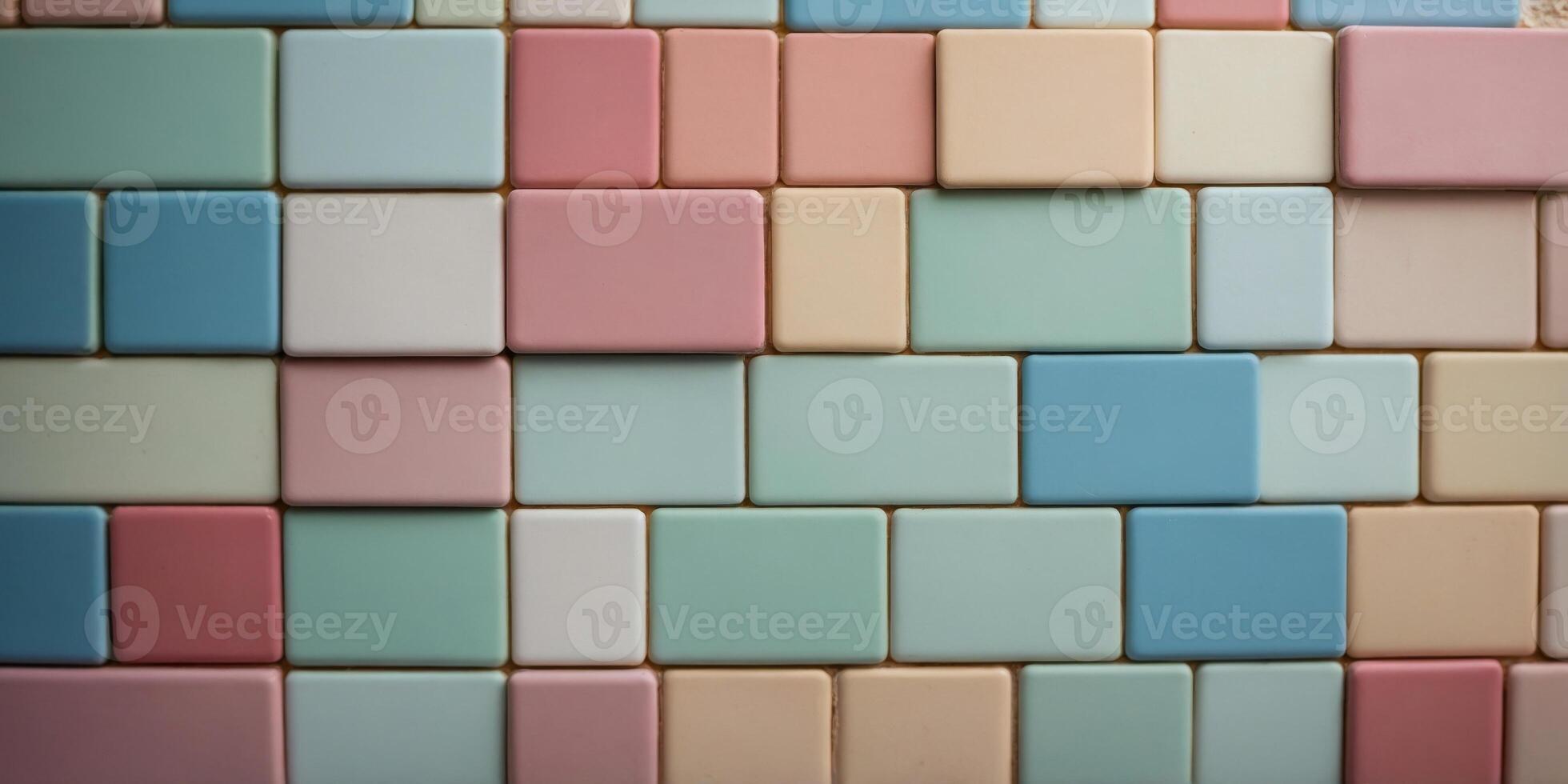 Wall with rectangular pastel colored tiles. photo