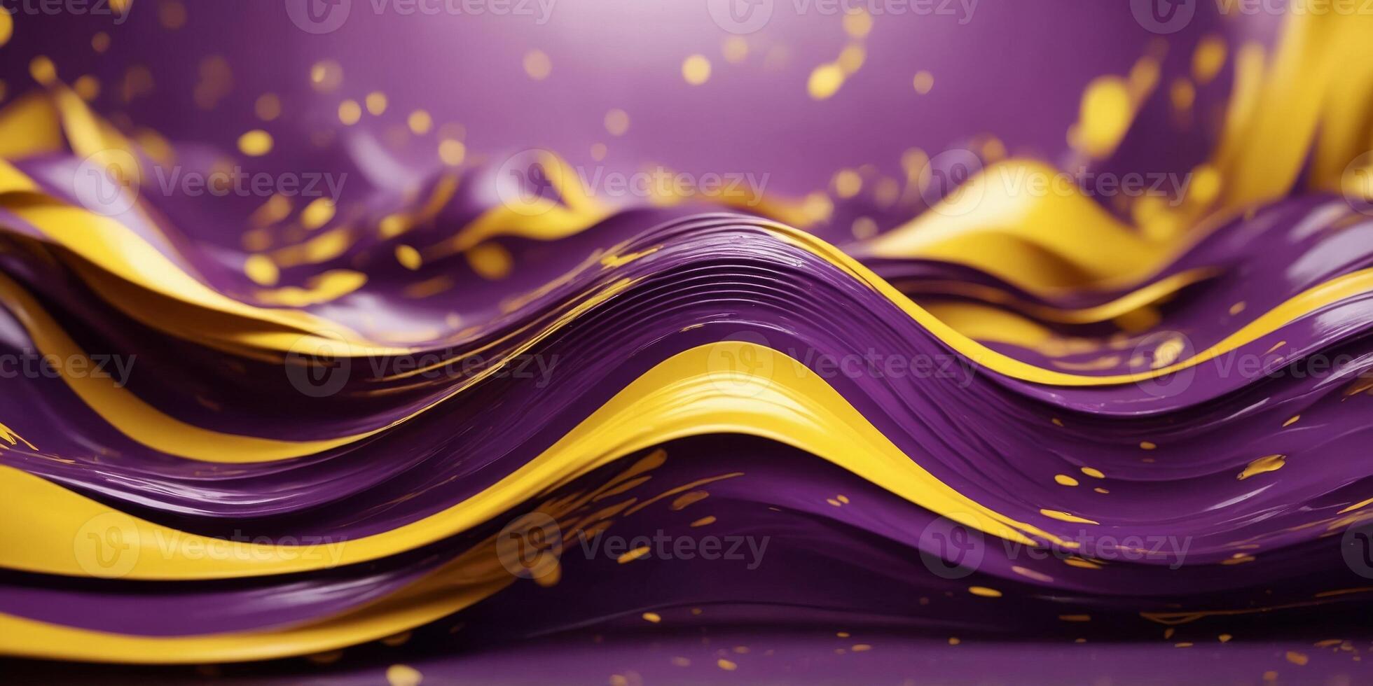 Abstract background with violet and yellow wave like curved shapes. photo
