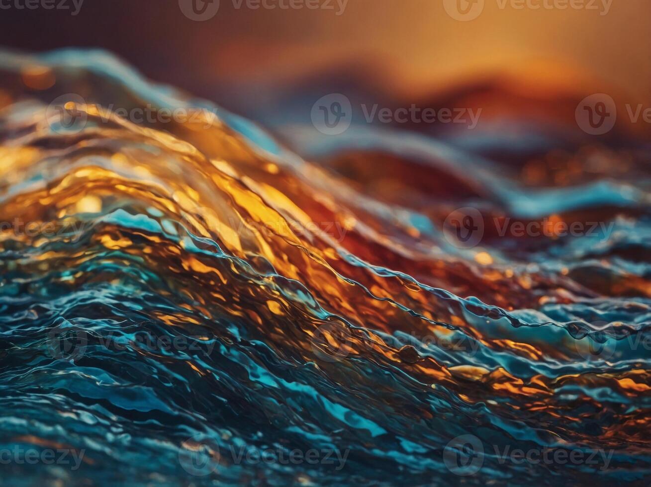 Abstract colorful waves blending warm and cool tones. photo