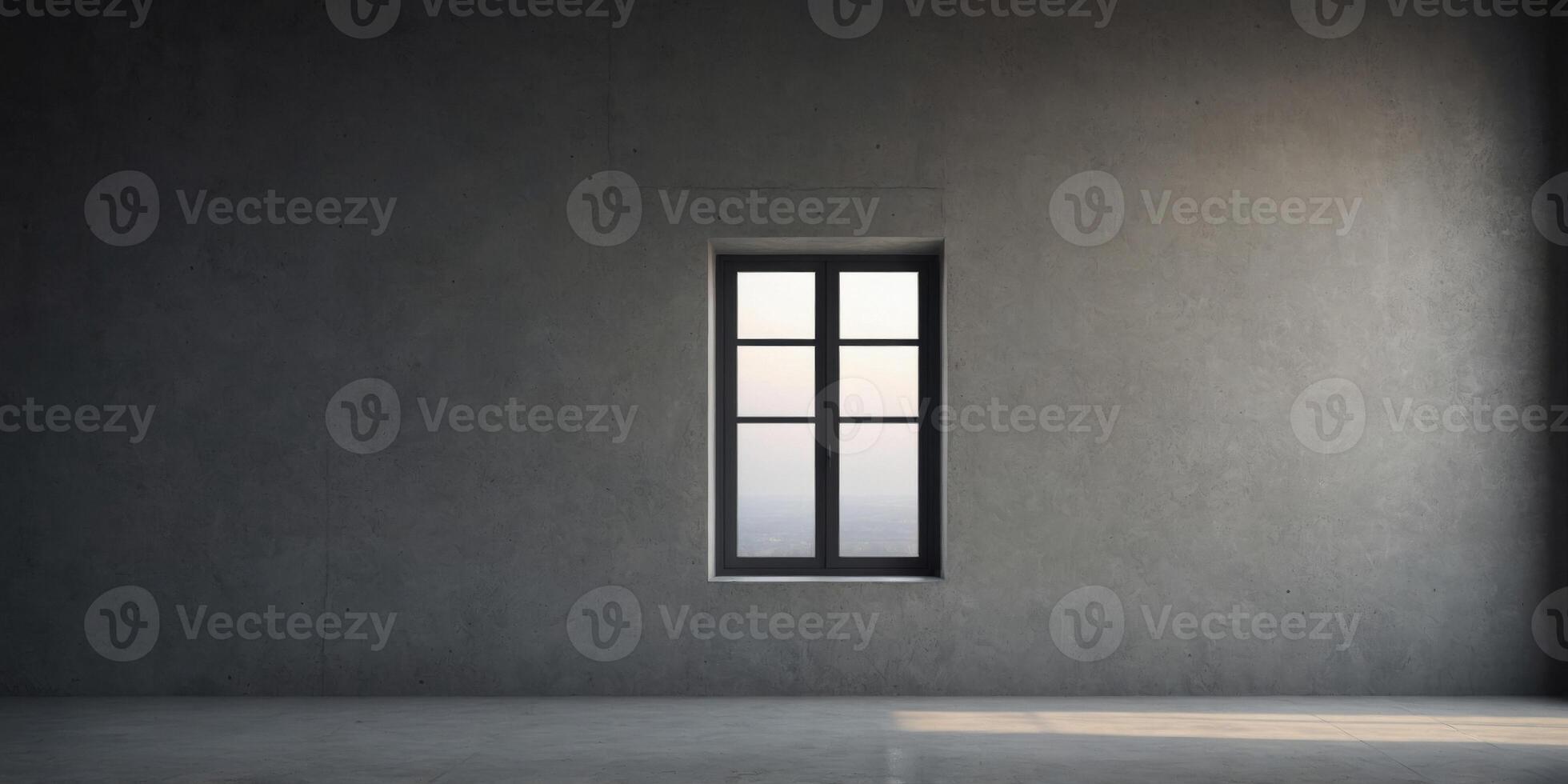 Gray concrete wall with a solitary window. photo