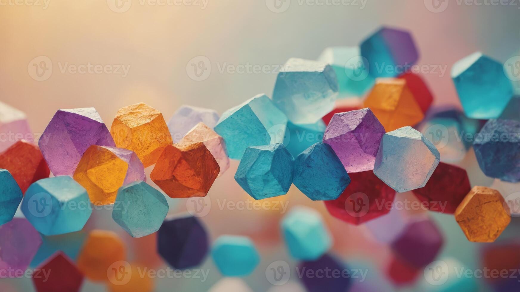 Colorful Geometric Shapes over Pastel Background. photo
