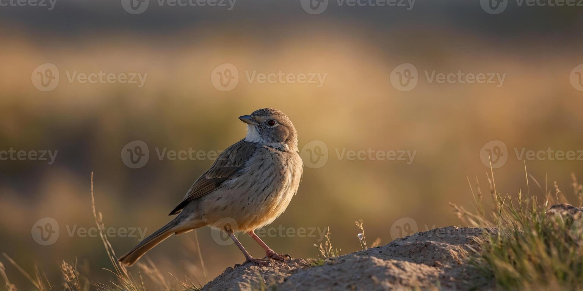 Steppe bird in its natural grassland habitat. photo