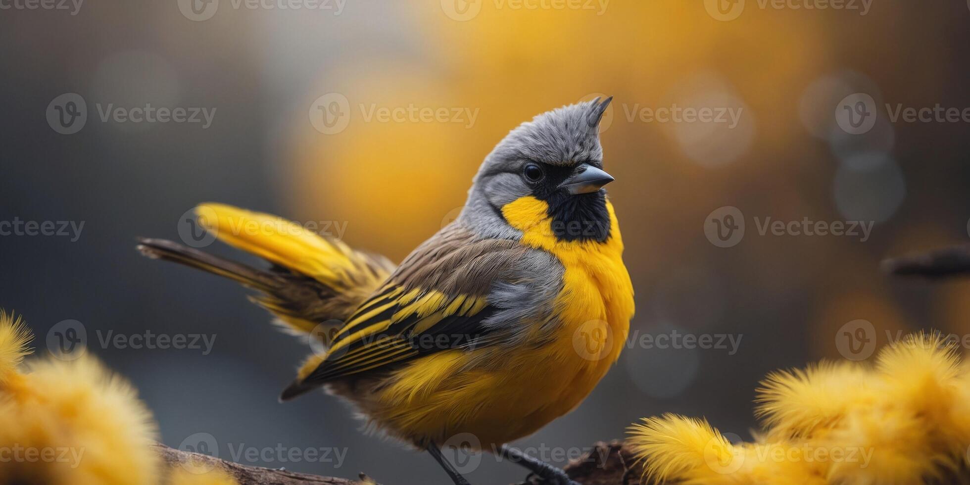 A character of a bird with bright yellow feathers. photo