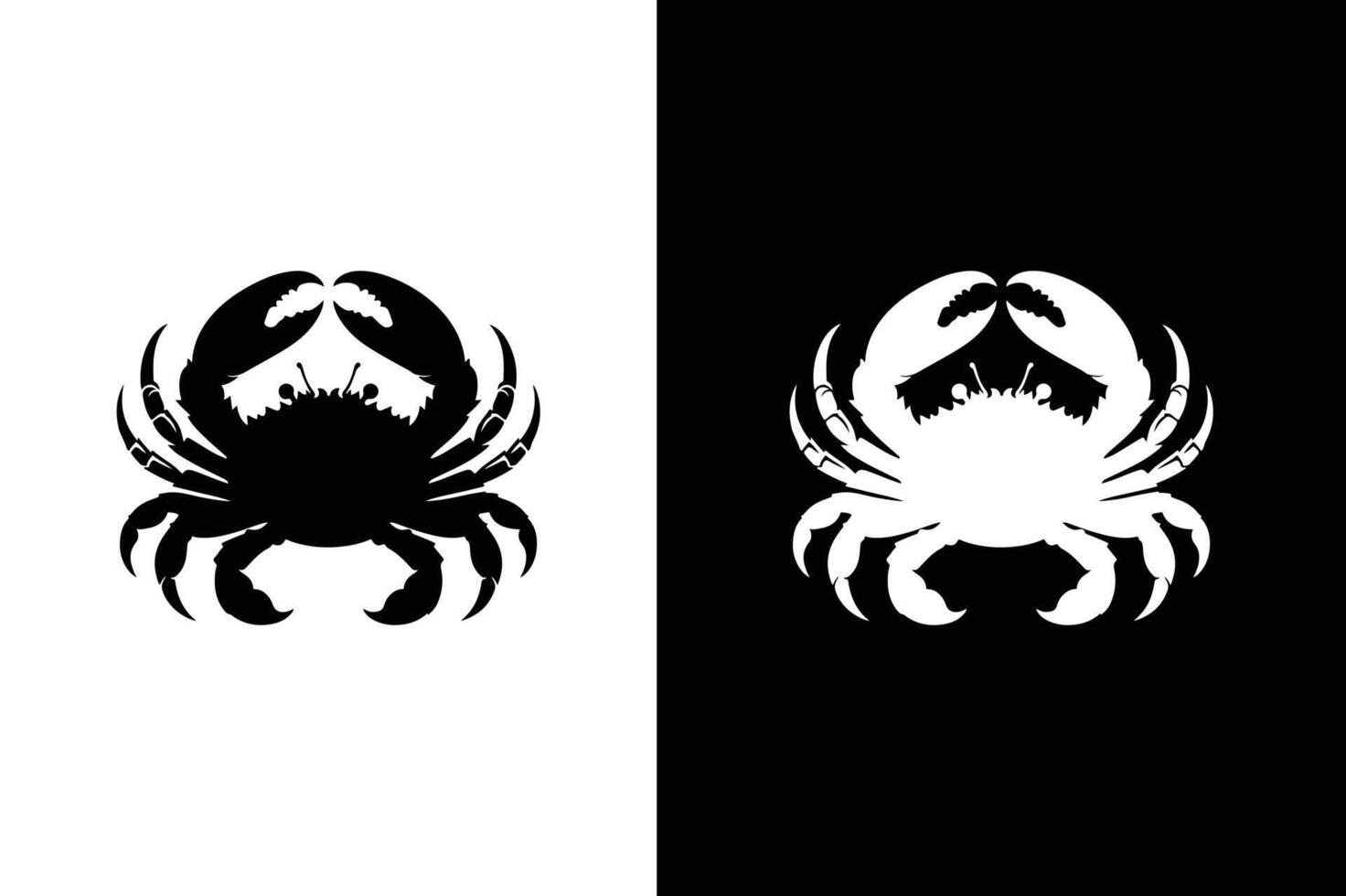 Crab icon silhouette illustration. Crab silhouette logo. Isolated crab on white black background vector