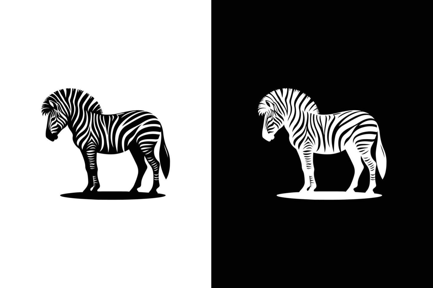 Zebra icon silhouette illustration. Simple zebra logo with solid black white background vector