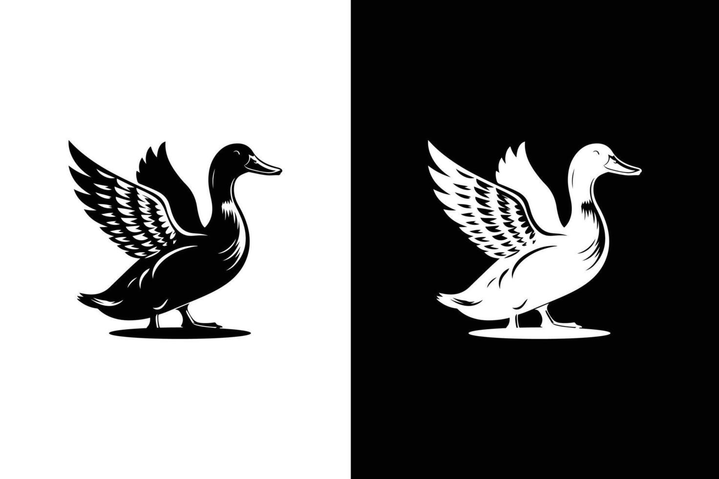 Duck icon . Duck Icon silhouette on Black and White vector