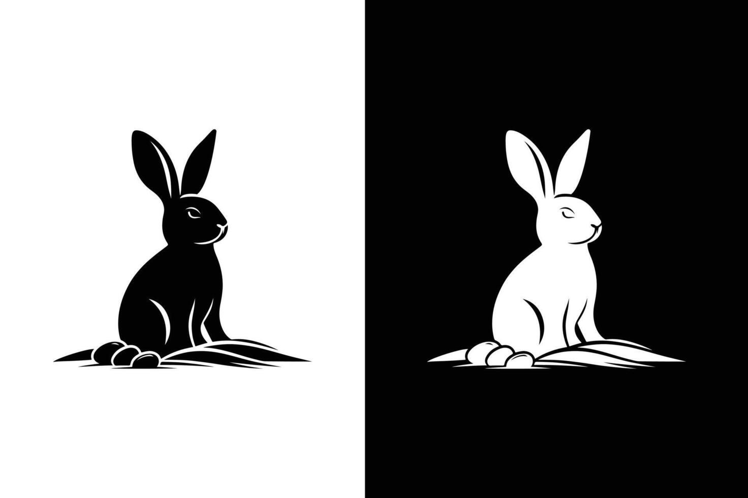 Silhouette of a rabbit isolated on white black background. Rabbit logo illustration. vector