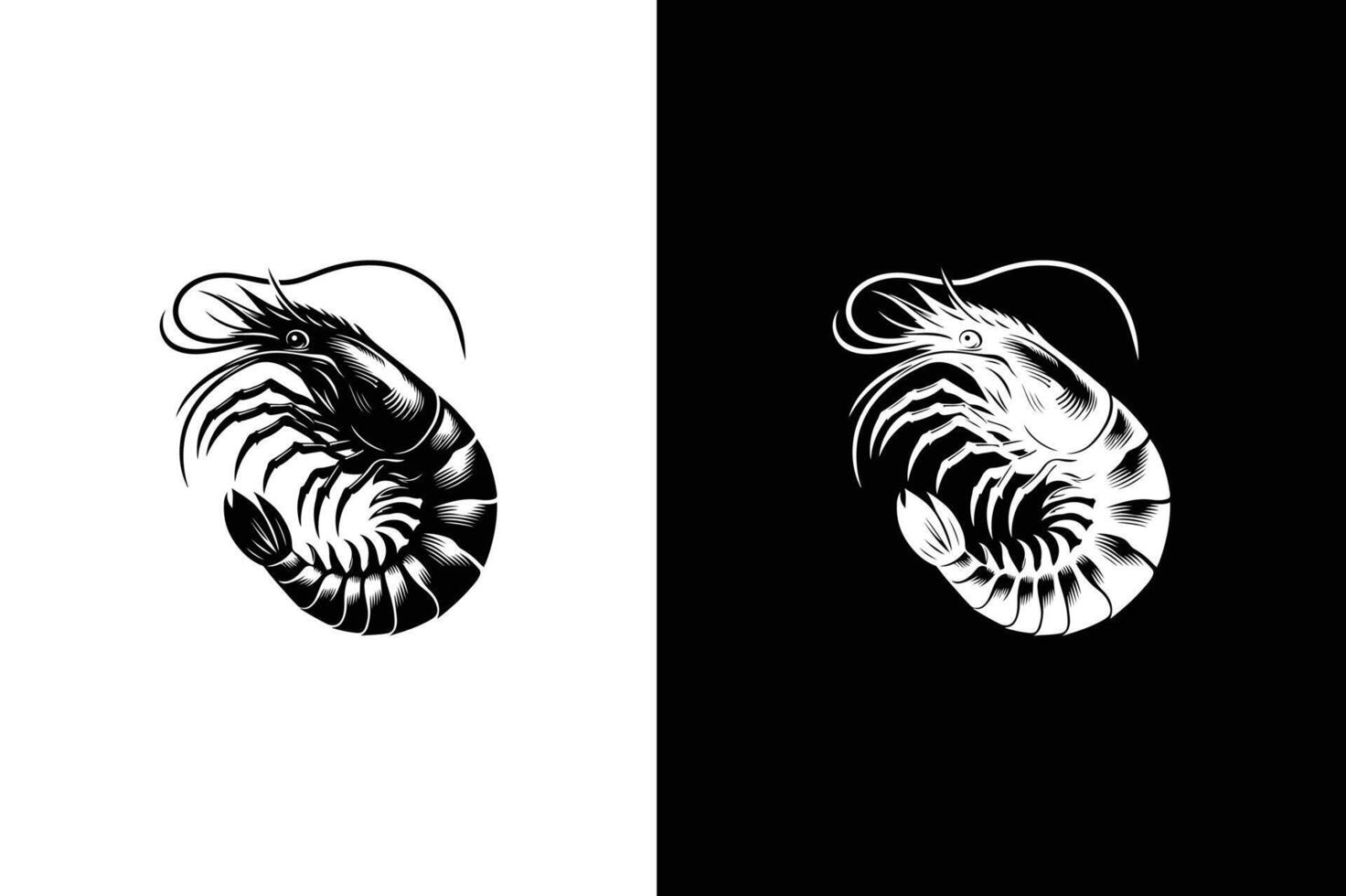 Shrimp icon silhouette illustration. Shrimp Icon black white background. vector