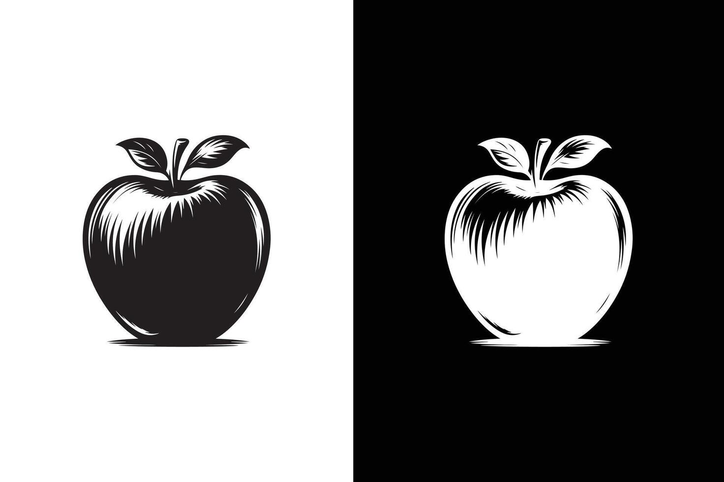 Apple Icon silhouette Flat Graphic Design. Apple icon illustration black white background. vector