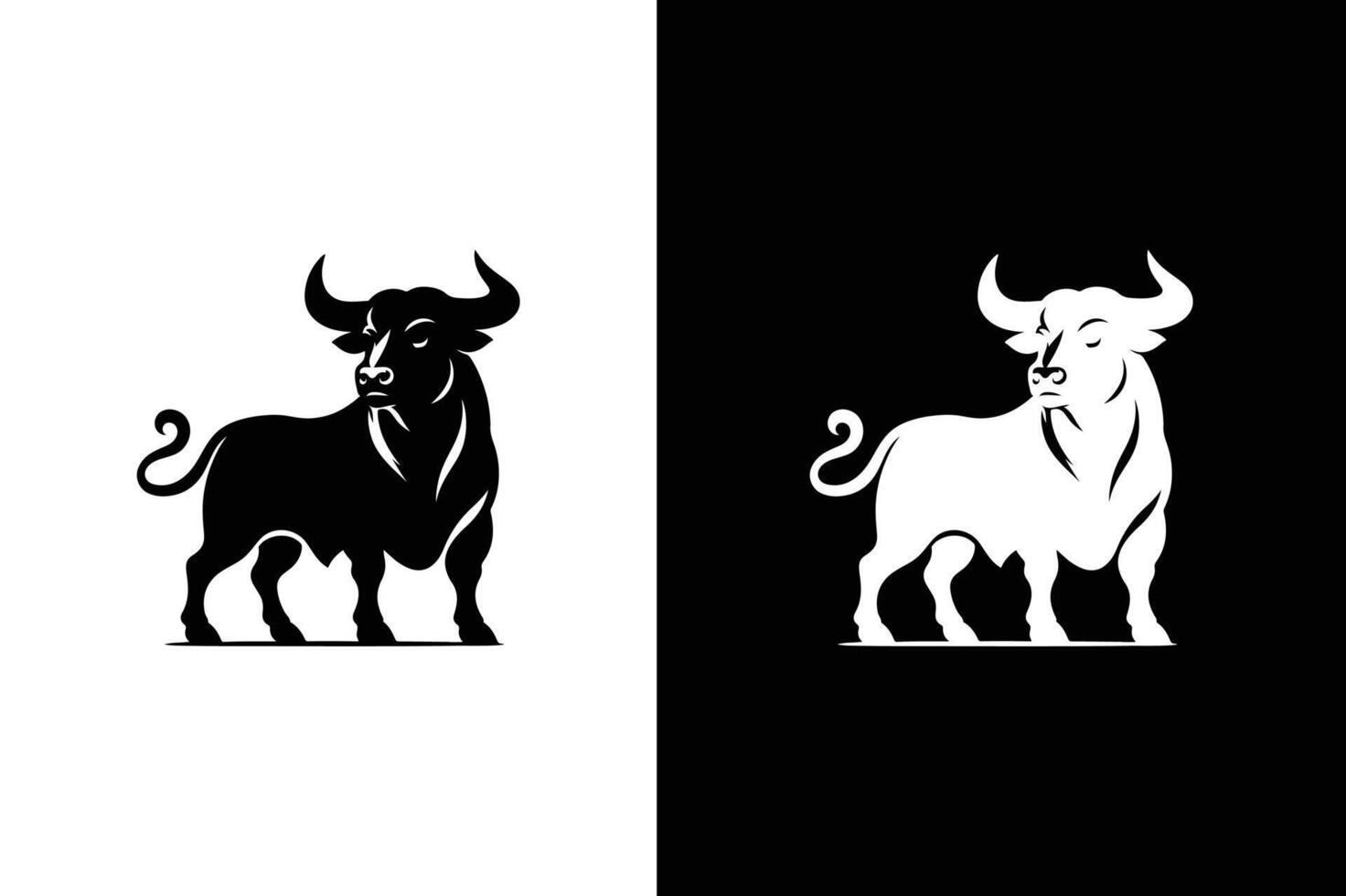 Bull icon silhouette. strength and perseverance symbol. Bull template logo vector