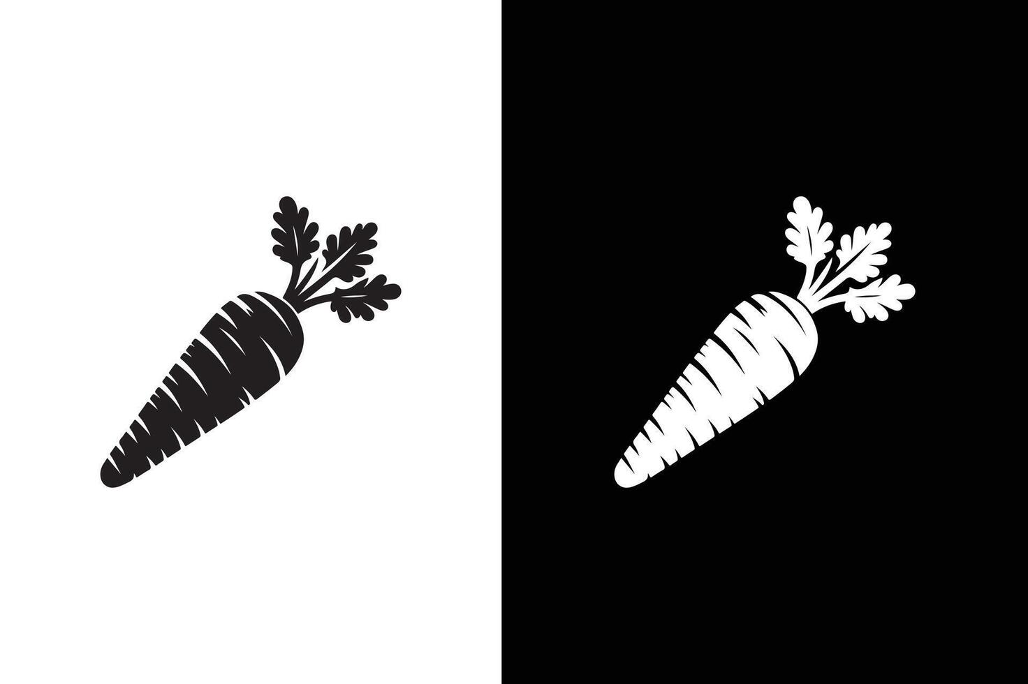 Carrot Icon silhouette on Black and White Background. Carrot Icon Flat Graphic Design vector