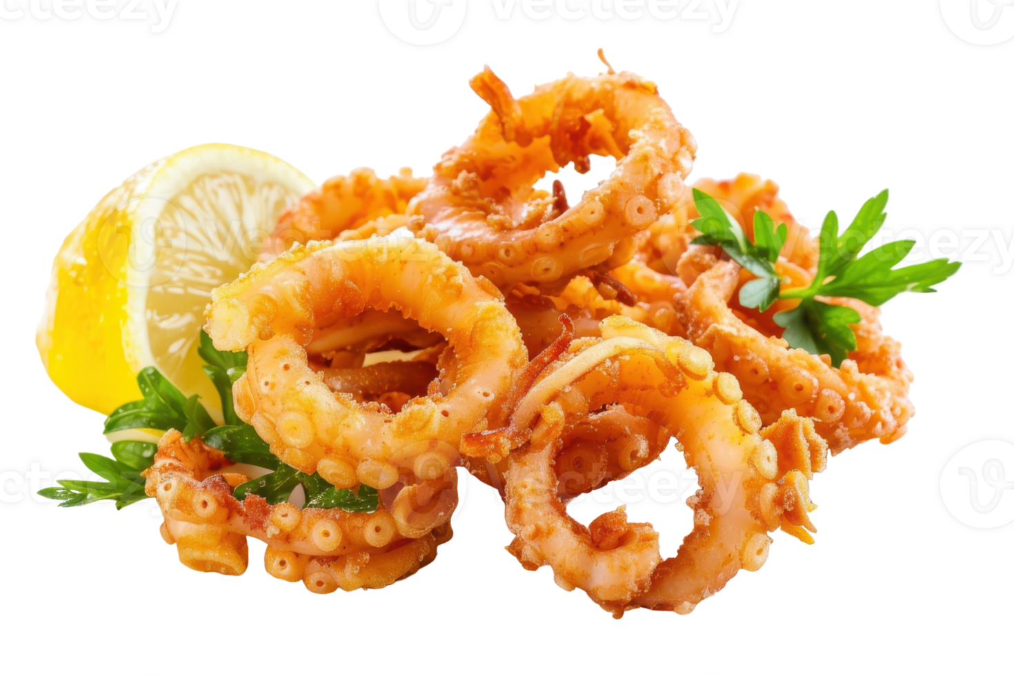 Fried Calamari On Transparent Background. png
