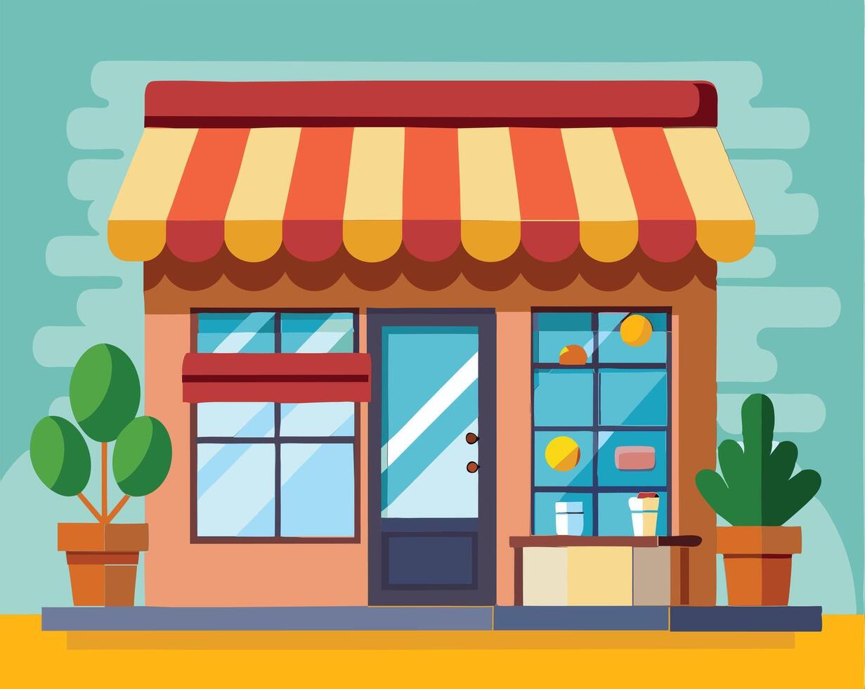 cartoon illustration of a shop window vector