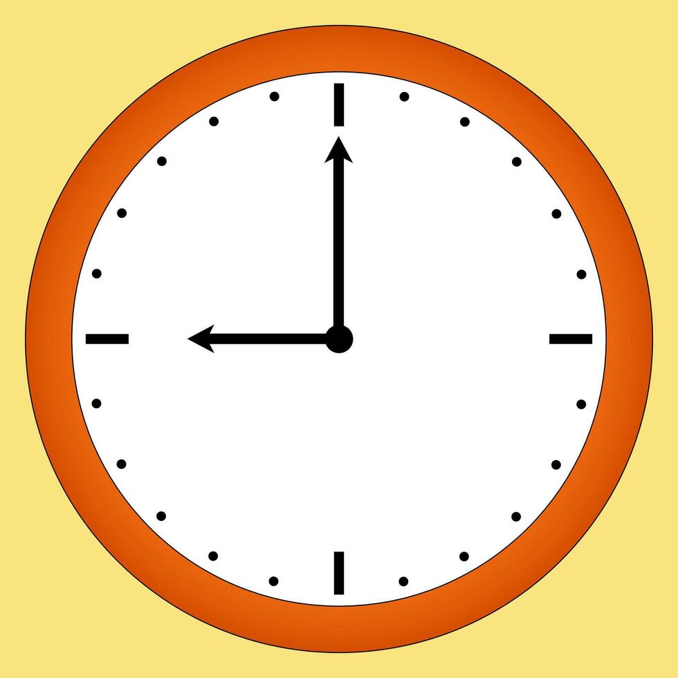 Simple illustration of a wall clock, perfect for educational materials, back-to-school projects, and classroom designs. vector