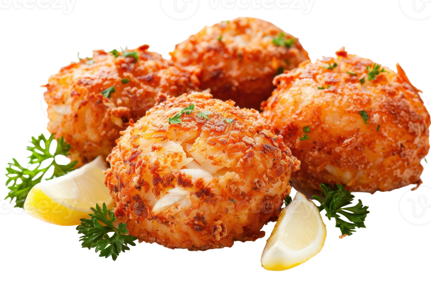 Fried Crab Cakes On Transparent Background. png