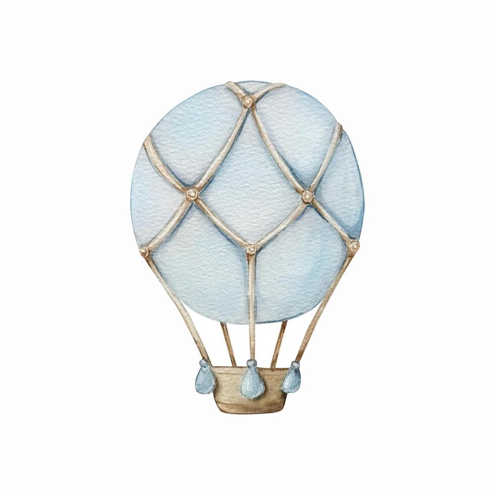 Watercolor air baloon in pastel colors, nursery illustration for cards vector