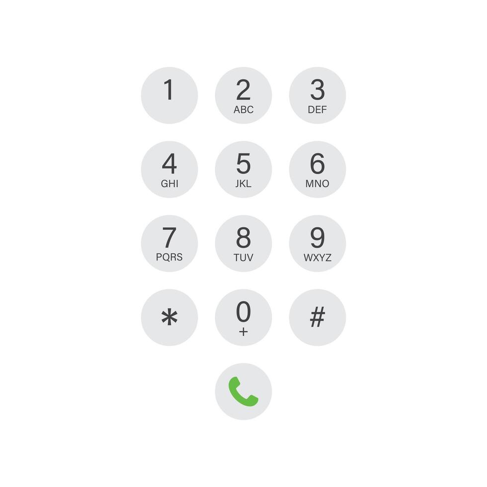 Smartphone dial button icon in flat style. Phone number pad illustration on isolated background. Telephone interface sign business concept. vector