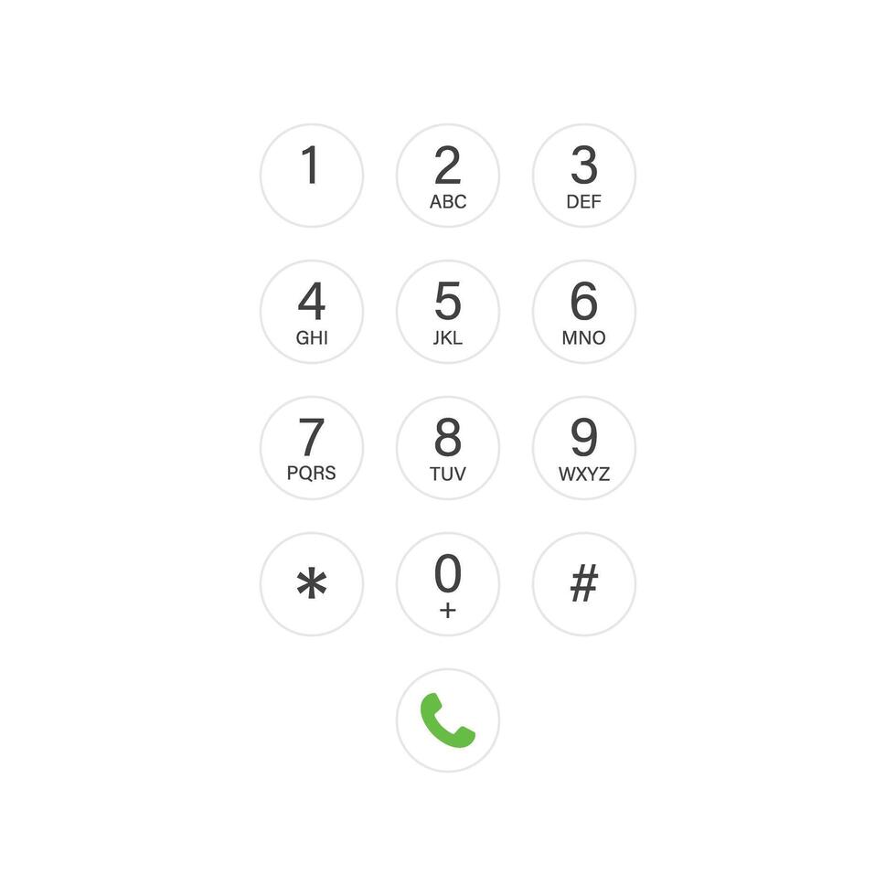 Smartphone dial button icon in flat style. Phone number pad illustration on isolated background. Telephone interface sign business concept. vector