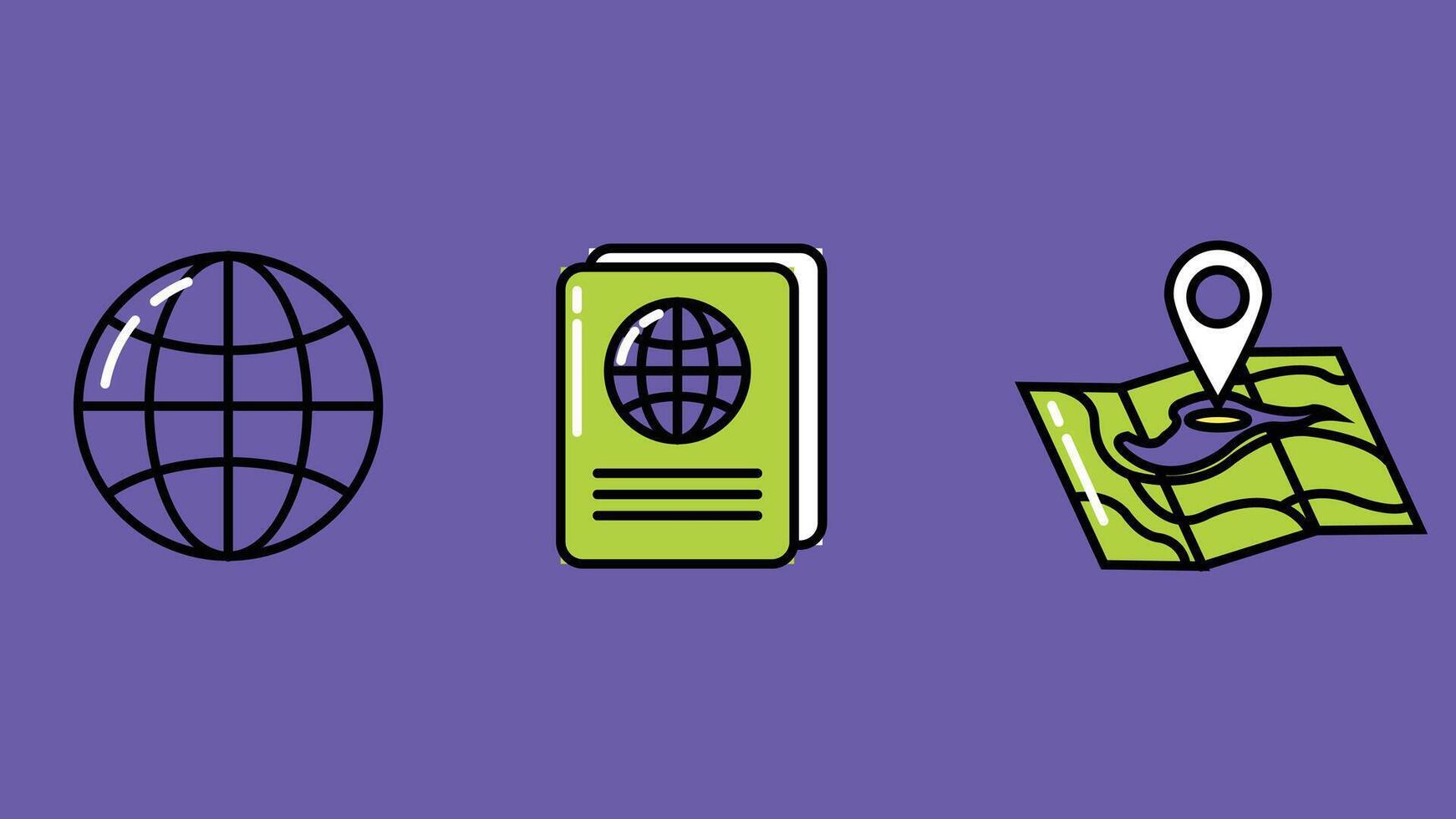 Travel icons due color maps and document illustration vector