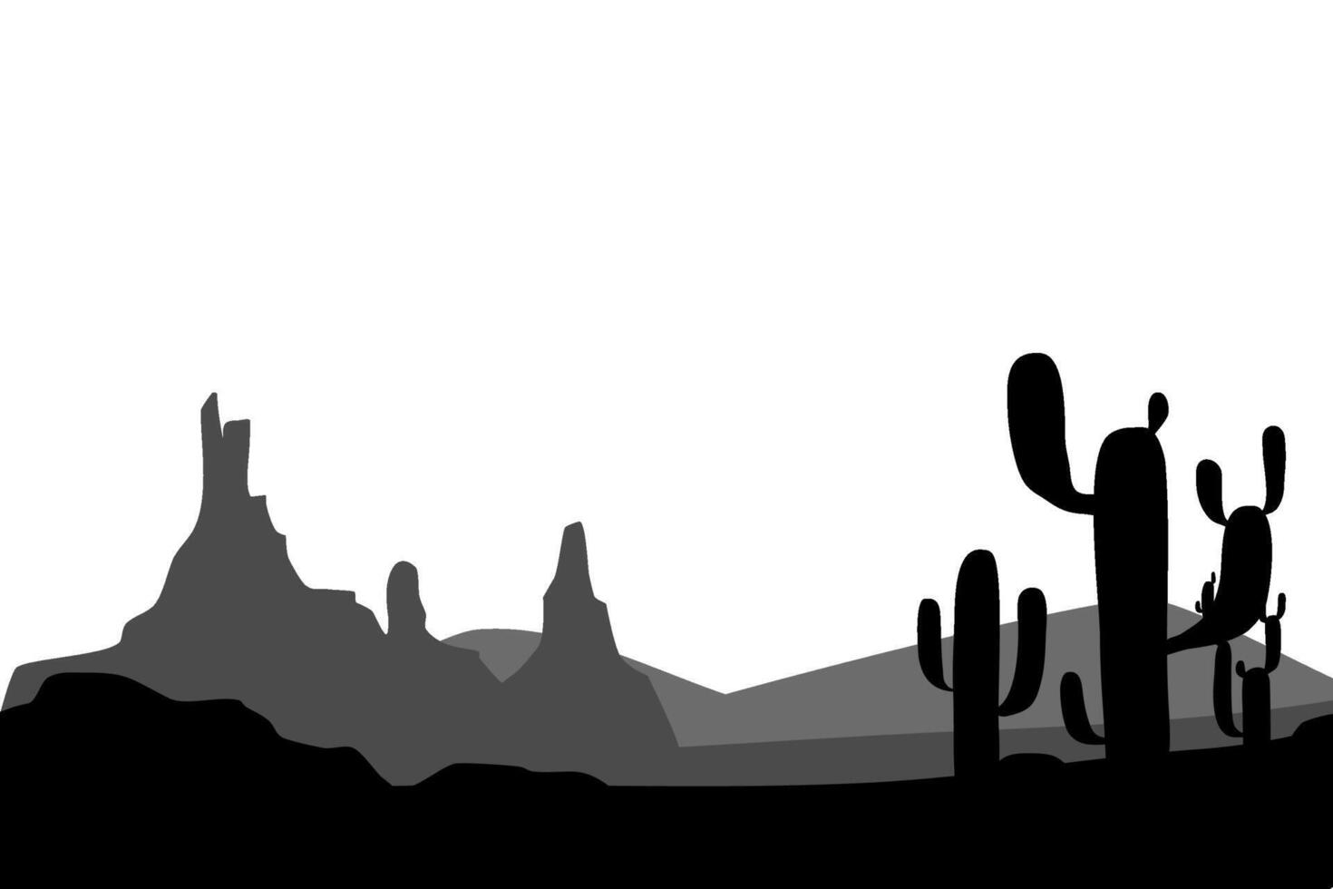 desert silhouette with cactus vector