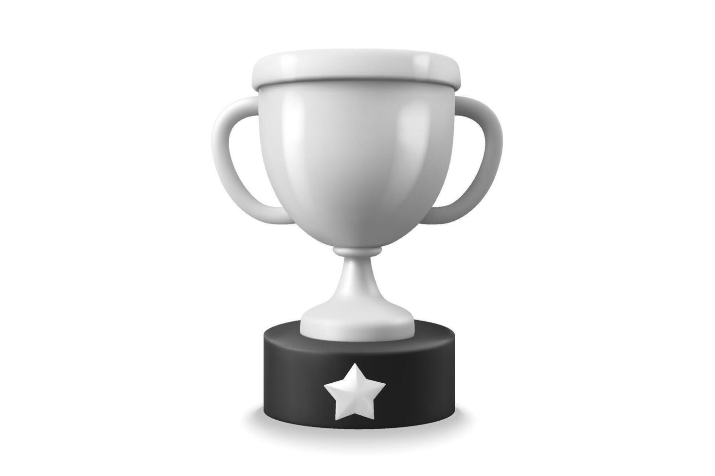 Silver trophy with star. 3d illustration isolated on white background vector