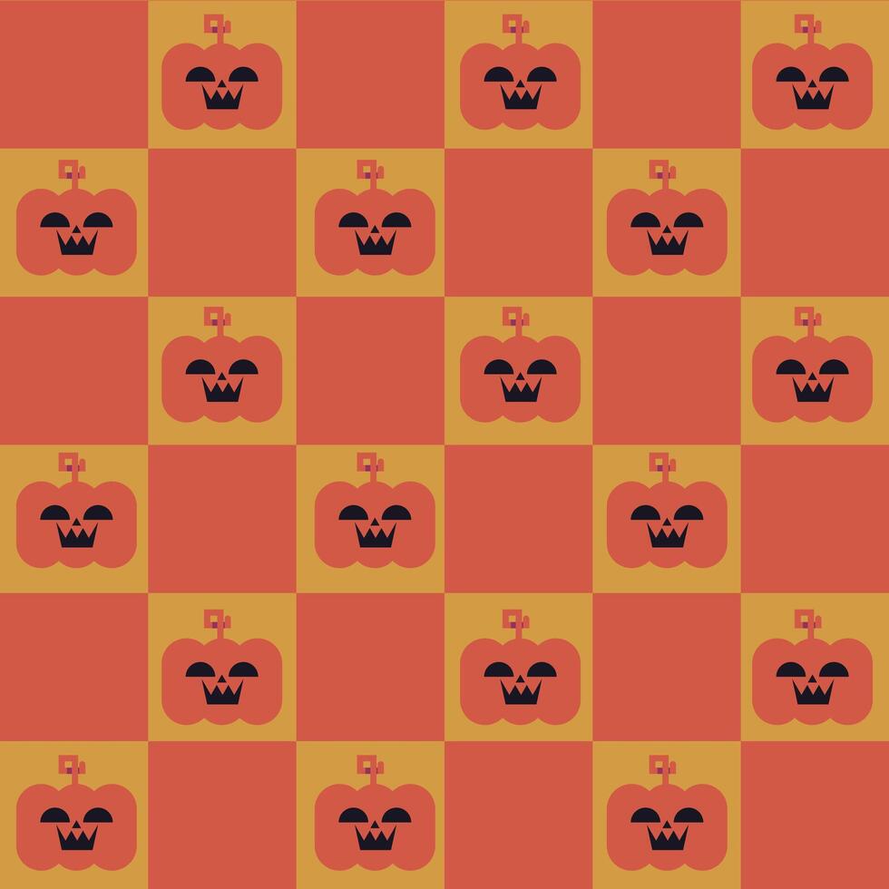 Halloween Pumpkins Checkerboard Pattern vector