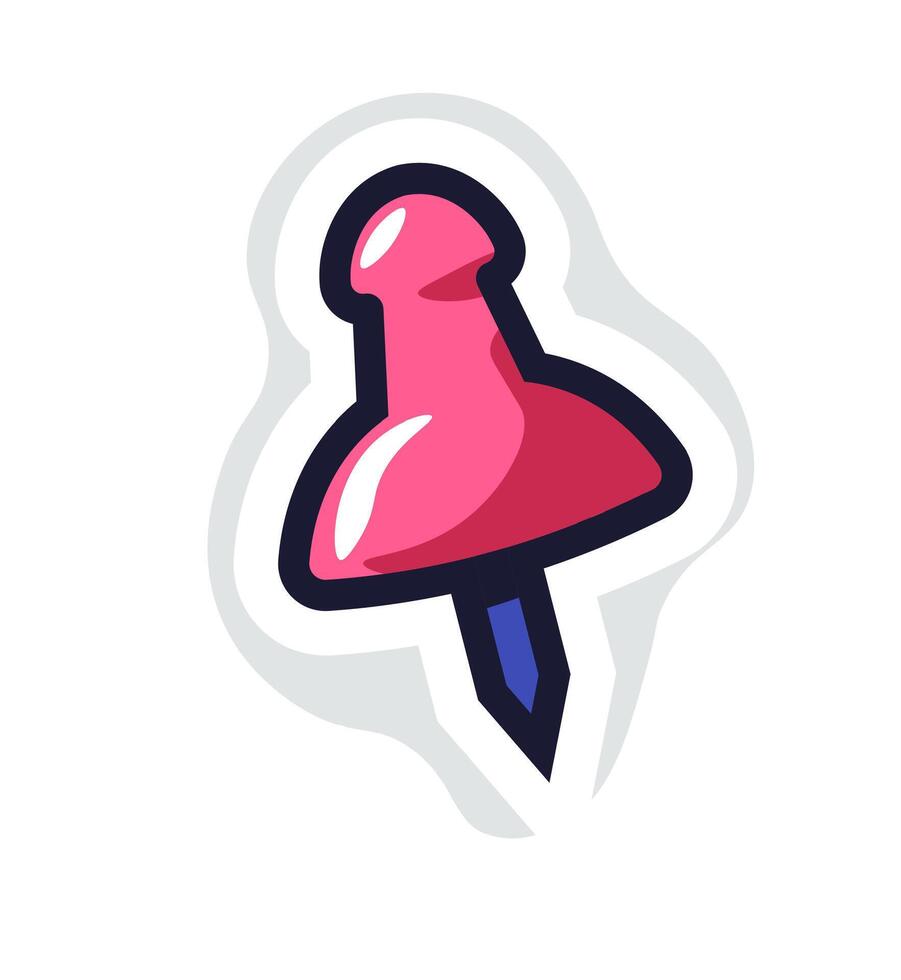 illustration of a pink thumbtack vector