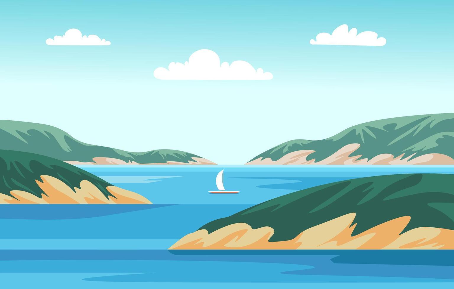 Sailboat on Calm Blue Waters vector