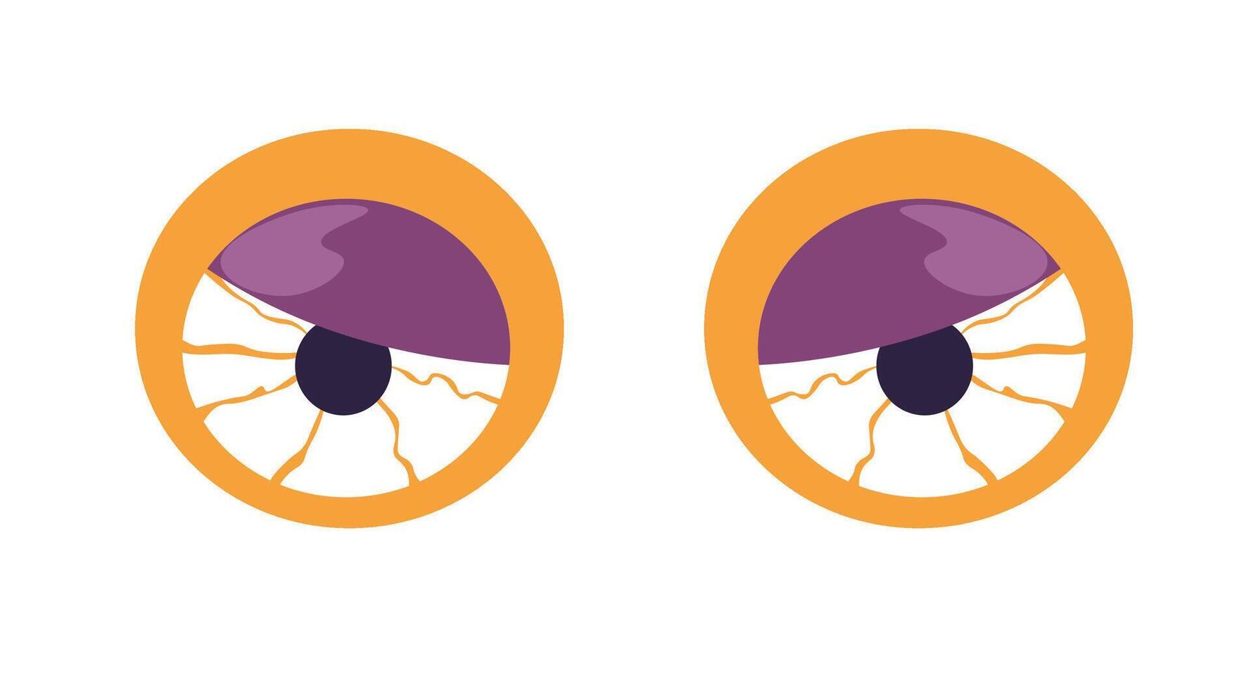 Creepy eyeballs with orange iris vector