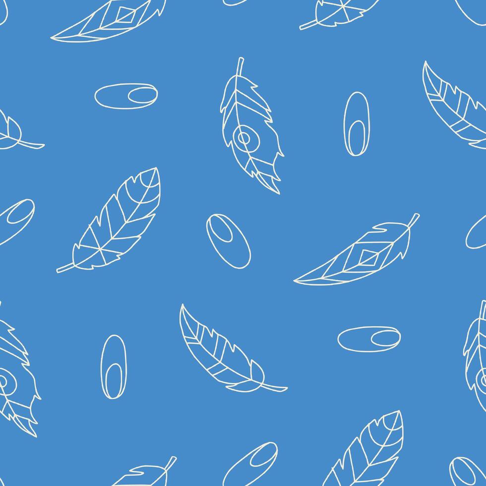 Outline Feather Bird Oval Seamless Pattern illustration Design vector