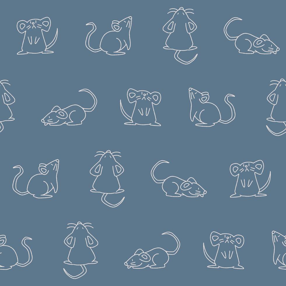 Outline Collection of Rat Seamless Pattern illustration for Print, Wallpaper, Decoration. vector