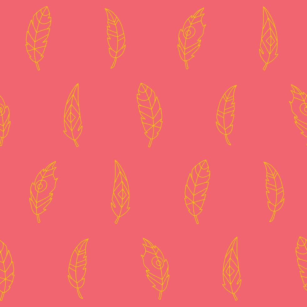 Outline Collection of Feather Seamless Pattern illustration Design vector