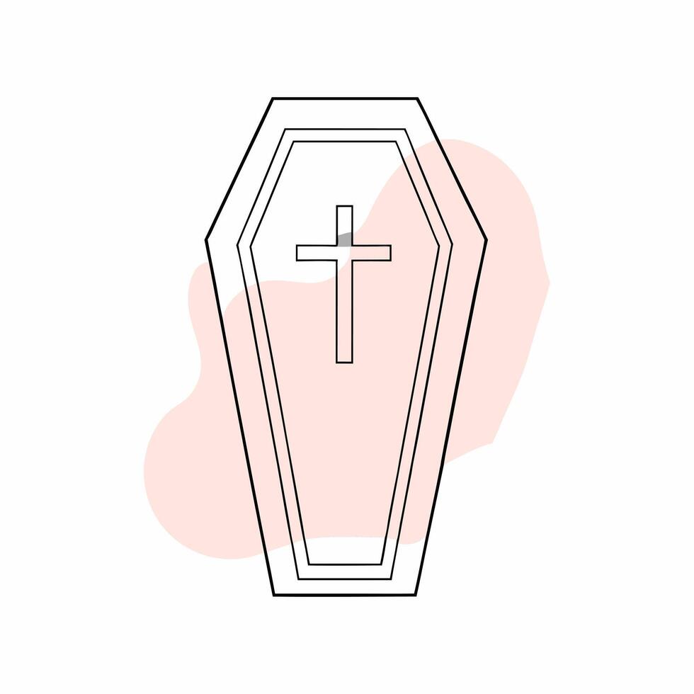 Minimalist illustration of a coffin with a cross.. vector