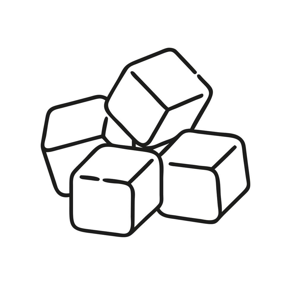 Minimalist black and white ice cubes illustration.. vector