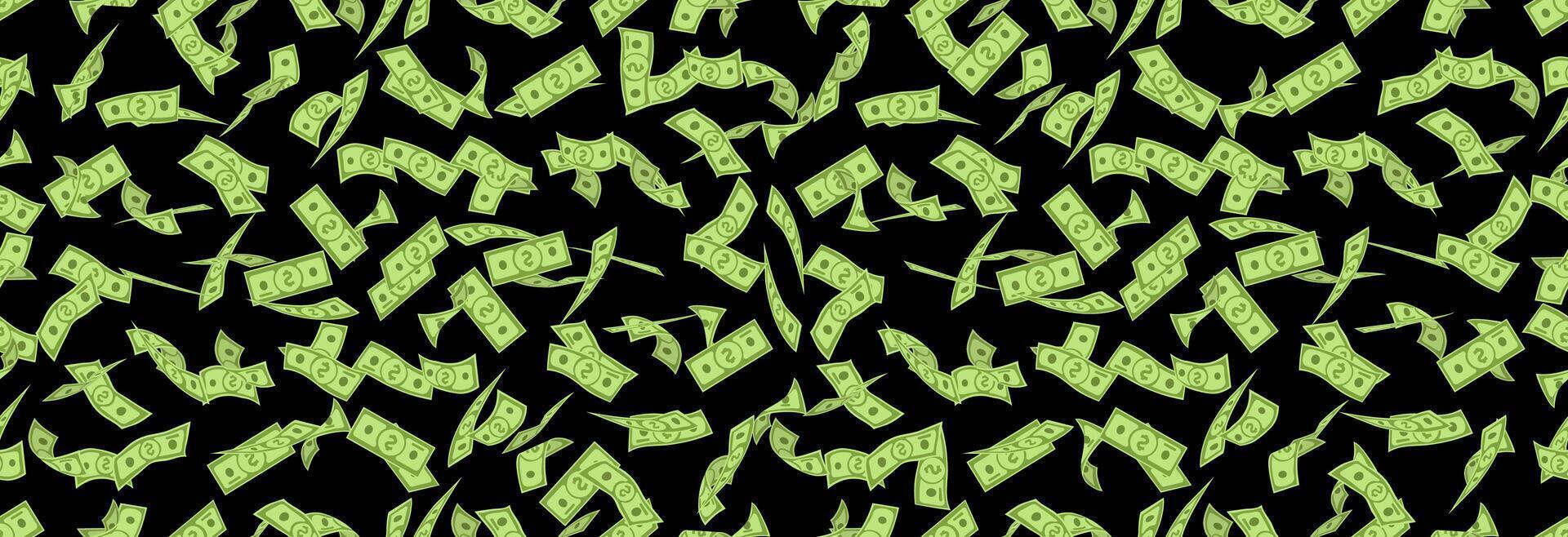 A lot of money on a black background. vector