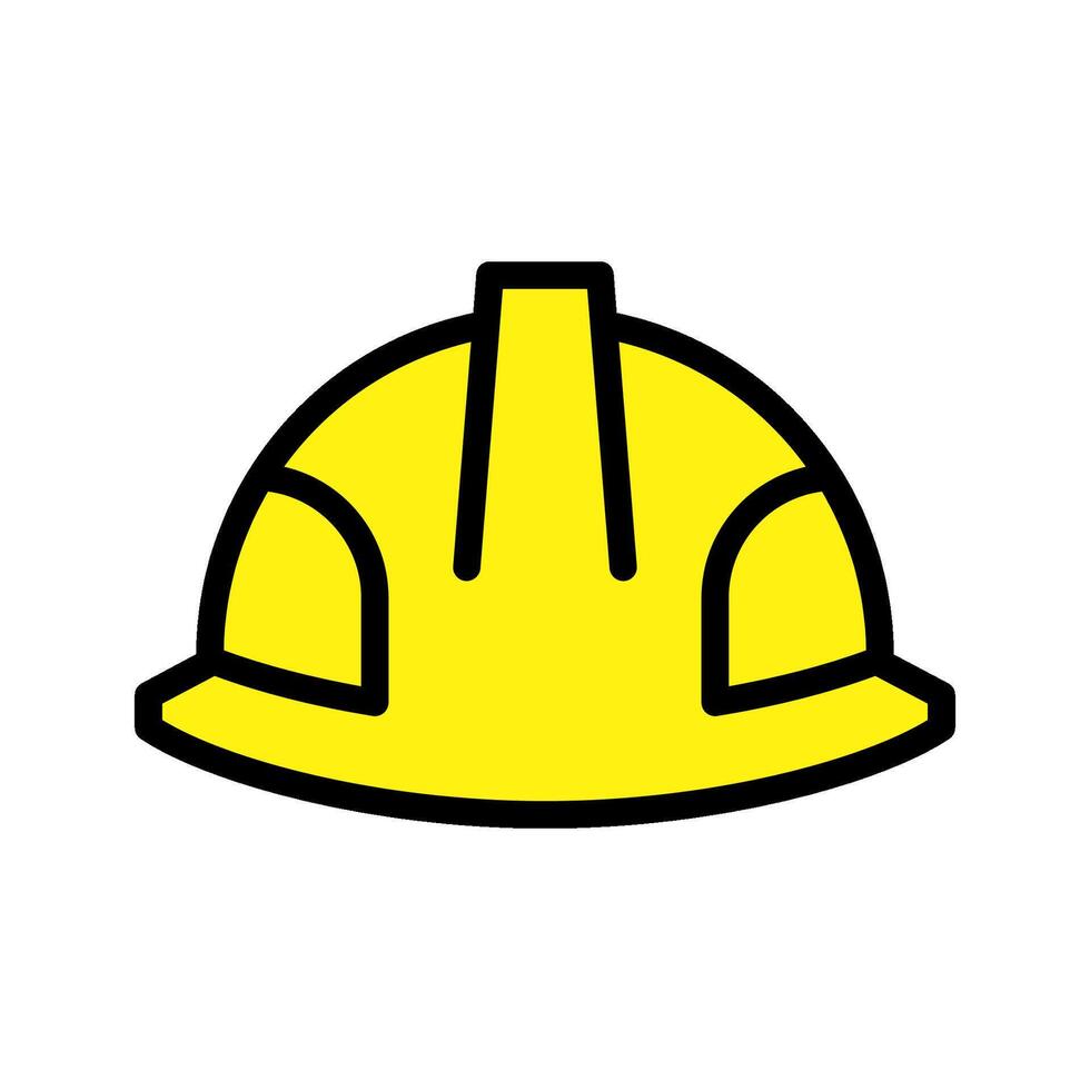 Construction helmet or safety helmet icon in yellow color vector
