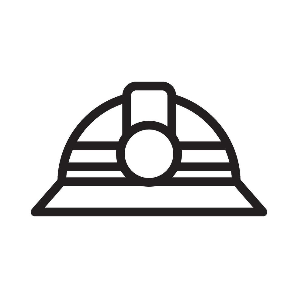 Miner helmet icon with line art style vector