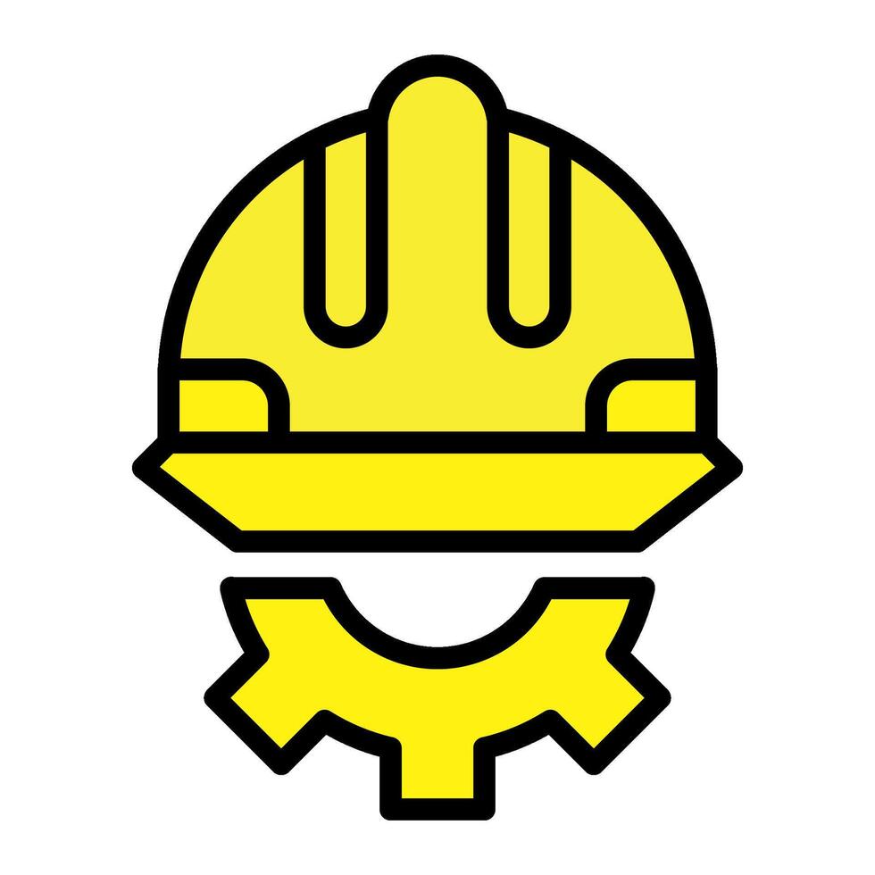 Construction helmet and gear icon vector