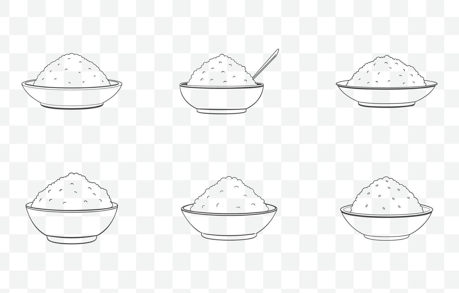 Print Sticky Rice Art Set with Detailed Illustrations of Sticky Rice in Various Artistic Styles vector
