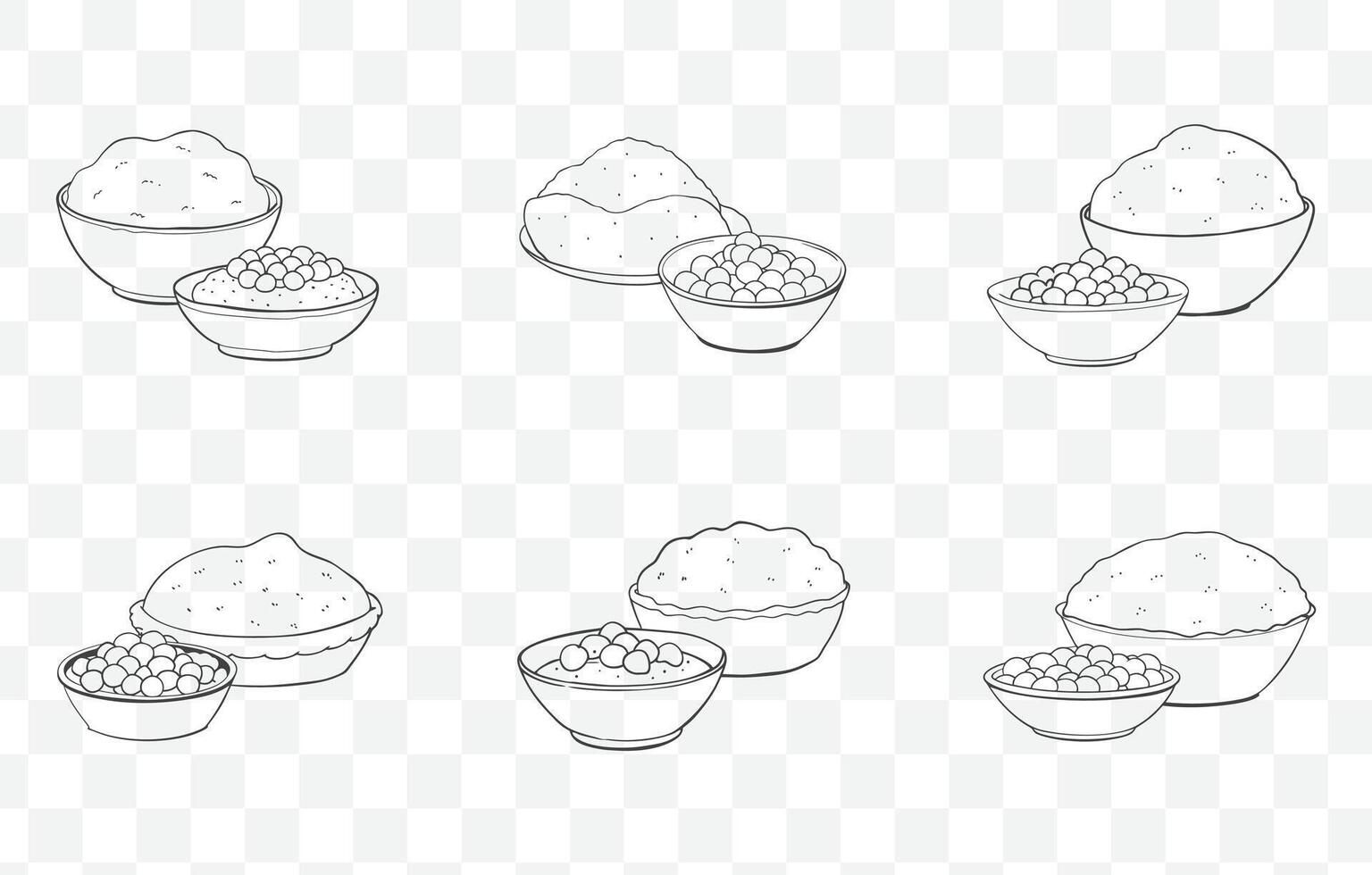 Print Chole Bhature Art Set Delicious Indian Food Illustration Collection High Quality Art Set vector
