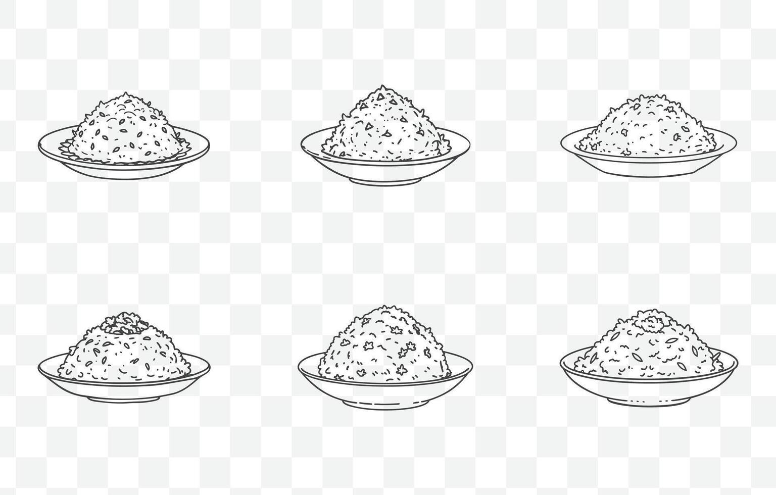 Print Khao Pad Fried Rice Art Set Traditional Thai Cuisine Illustrations of Fried Rice Dishes vector