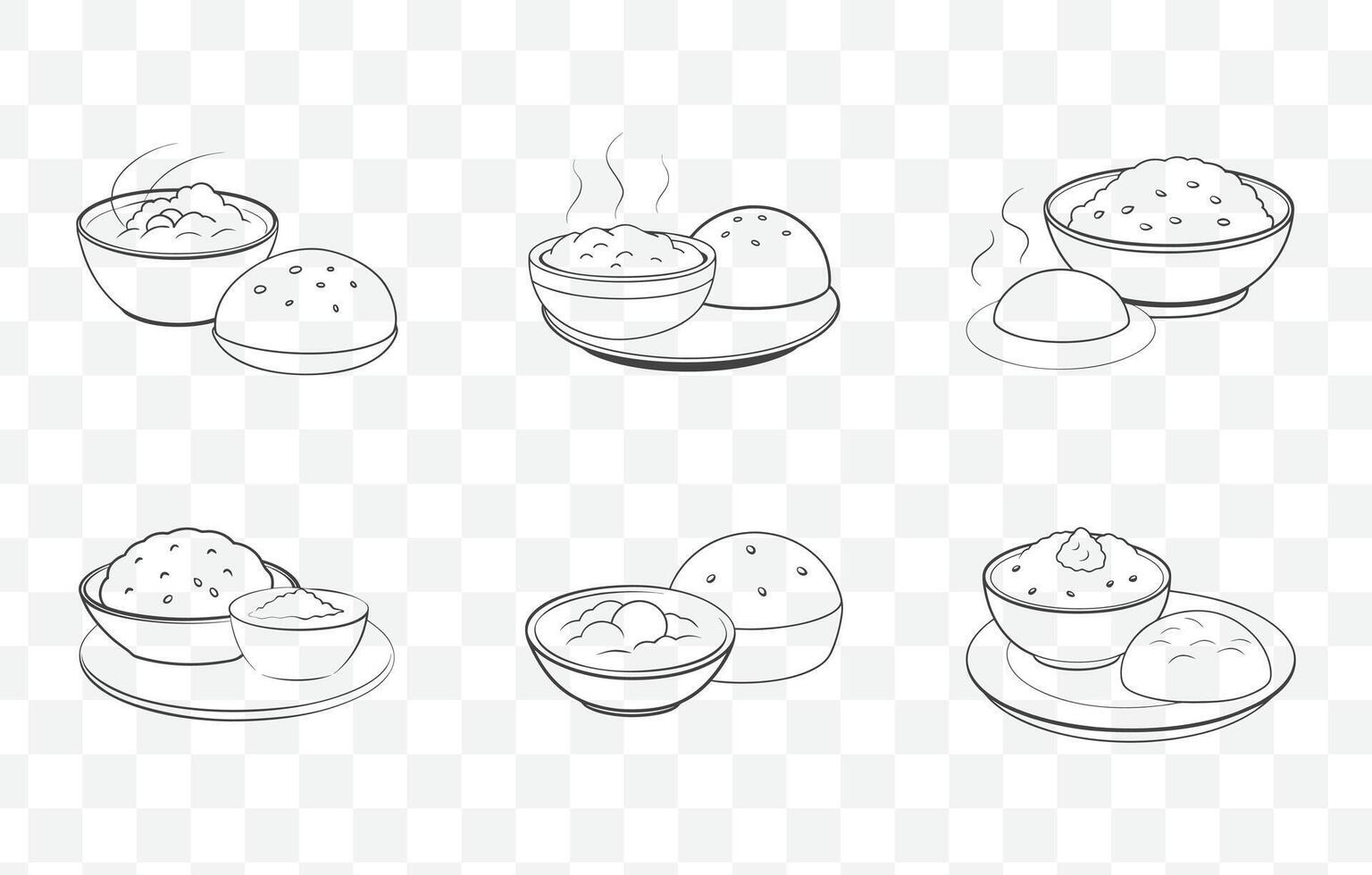 Print Pav Bhaji Art Set for Creative Projects Delicious Indian Street Food Illustrations vector