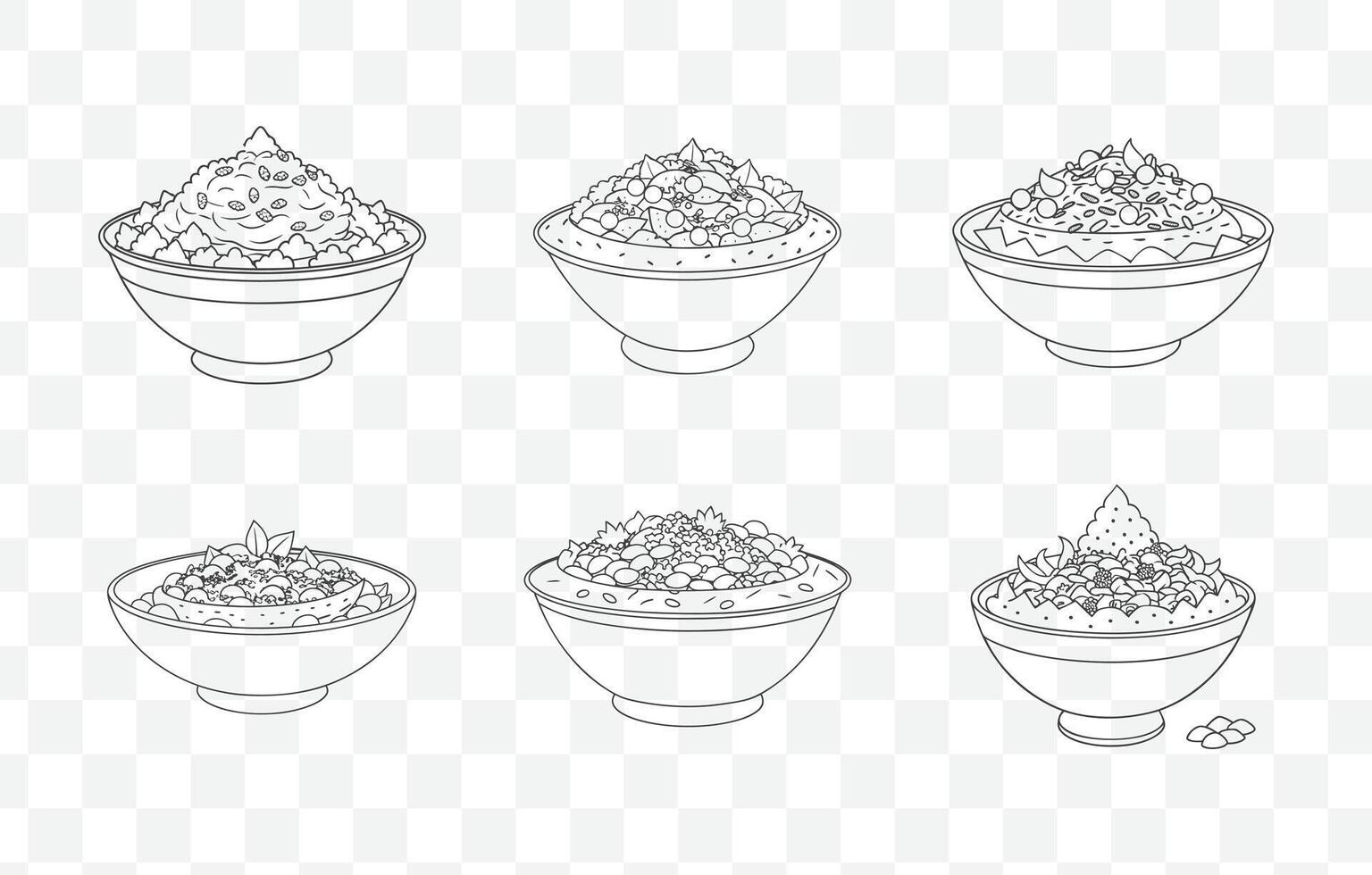 Print Bhel Puri Art Set Indian Street Food Style Illustrations vector