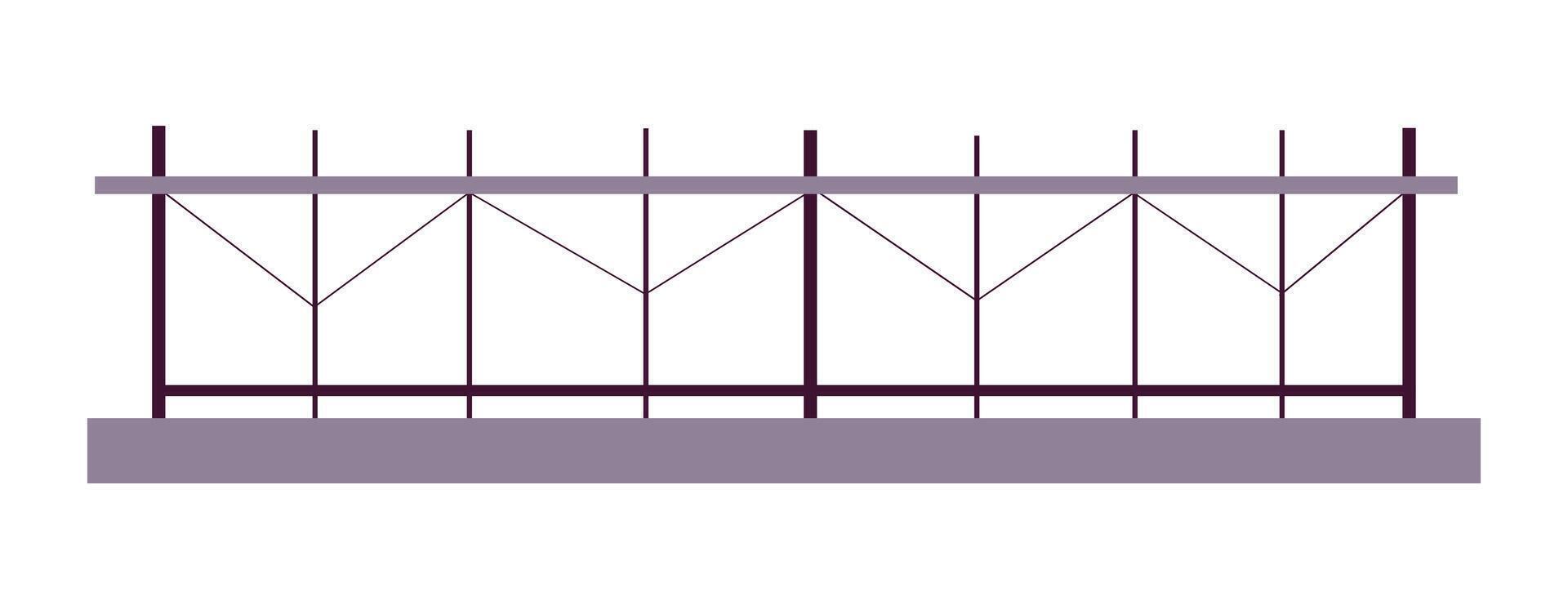 Minimalist industrial construction scene featuring black and gray scaffolding. The flat illustration portrays structural support elements vector